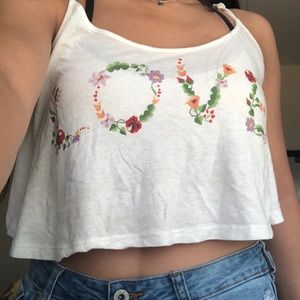FLORAL “LOVE” CROPPED LOOSE FIT CAMI